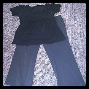Lane bryant black baby doll top/ stretch pants